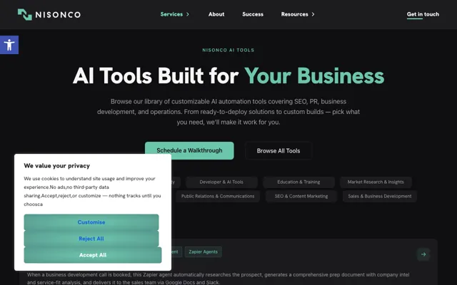 AI Tool Gallery website screenshot